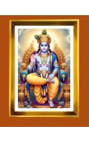 Lord Vishnu Golden Photo Frame - 10x14 Inches | Elegant Wooden Frame for Home, Office & Temple Decoration | Spiritual Wall & Table Decor and Gift Item