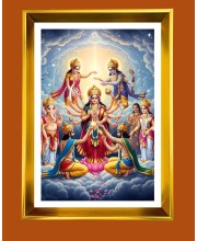 Devi Durga Golden Photo Frame - 10x14 Inches | Elegant Wooden Frame for Home, Office & Temple Decoration | Spiritual Wall & Table Decor and Gift Item
