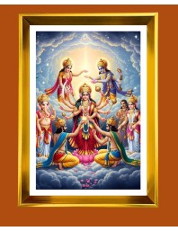 Devi Durga Golden Photo Frame - 10x14 Inches | Elegant Wooden Frame for Home, Office & Temple Decoration | Spiritual Wall & Table Decor and Gift Item