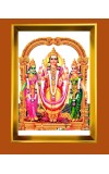 Lord Murugan,Sri Valli and Sri Devasena Golden Photo Frame - 10x14 Inches | Elegant Wooden Frame for Home, Office & Temple Decoration | Spiritual Wall & Table Decor and Gift Item