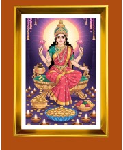 Maa Laxmi Golden Photo Frame - 10x14 Inches | Elegant Wooden Frame for Home, Office & Temple Decoration | Spiritual Wall & Table Decor and Gift Item