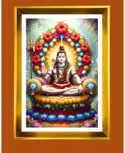 Lord Shiva Golden Photo Frame - 10x14 Inches | Elegant Wooden Frame for Home, Office & Temple Decoration | Spiritual Wall & Table Decor and Gift Item