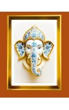 Lord Ganesh Golden Photo Frame - 10x14 Inches | Elegant Wooden Frame for Home, Office & Temple Decoration | Spiritual Wall & Table Decor and Gift Item