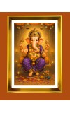 Lord Ganesh Golden Photo Frame - 10x14 Inches | Elegant Wooden Frame for Home, Office & Temple Decoration | Spiritual Wall & Table Decor and Gift Item