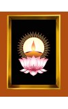 Lotus Flower with Deepam Golden Photo Frame - 10x14 Inches | Elegant Wooden Frame for Home, Office & Temple Decoration | Spiritual Wall & Table Decor and Gift Item