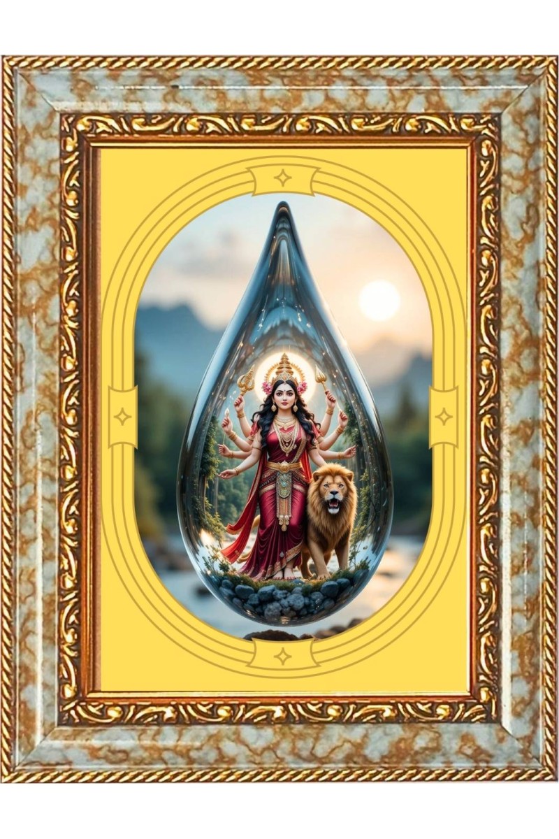  Devi Durga Photo Frame | 5X7 Inch Black Designer Wall & Table Frame | Perfect for Gifting & Home Decor