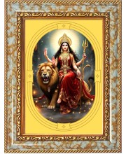  Devi Durga Photo Frame | 5X7 Inch Black Designer Wall & Table Frame | Perfect for Gifting & Home Decor