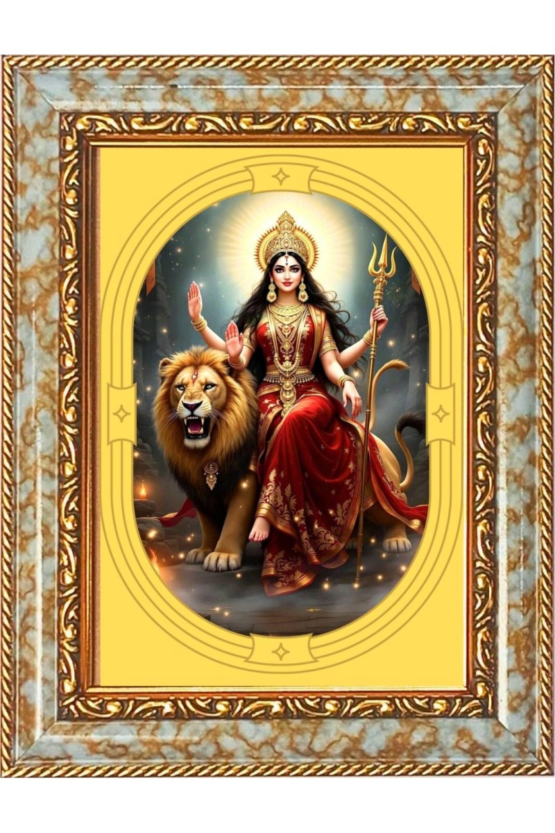  Devi Durga Photo Frame | 5X7 Inch Black Designer Wall & Table Frame | Perfect for Gifting & Home Decor