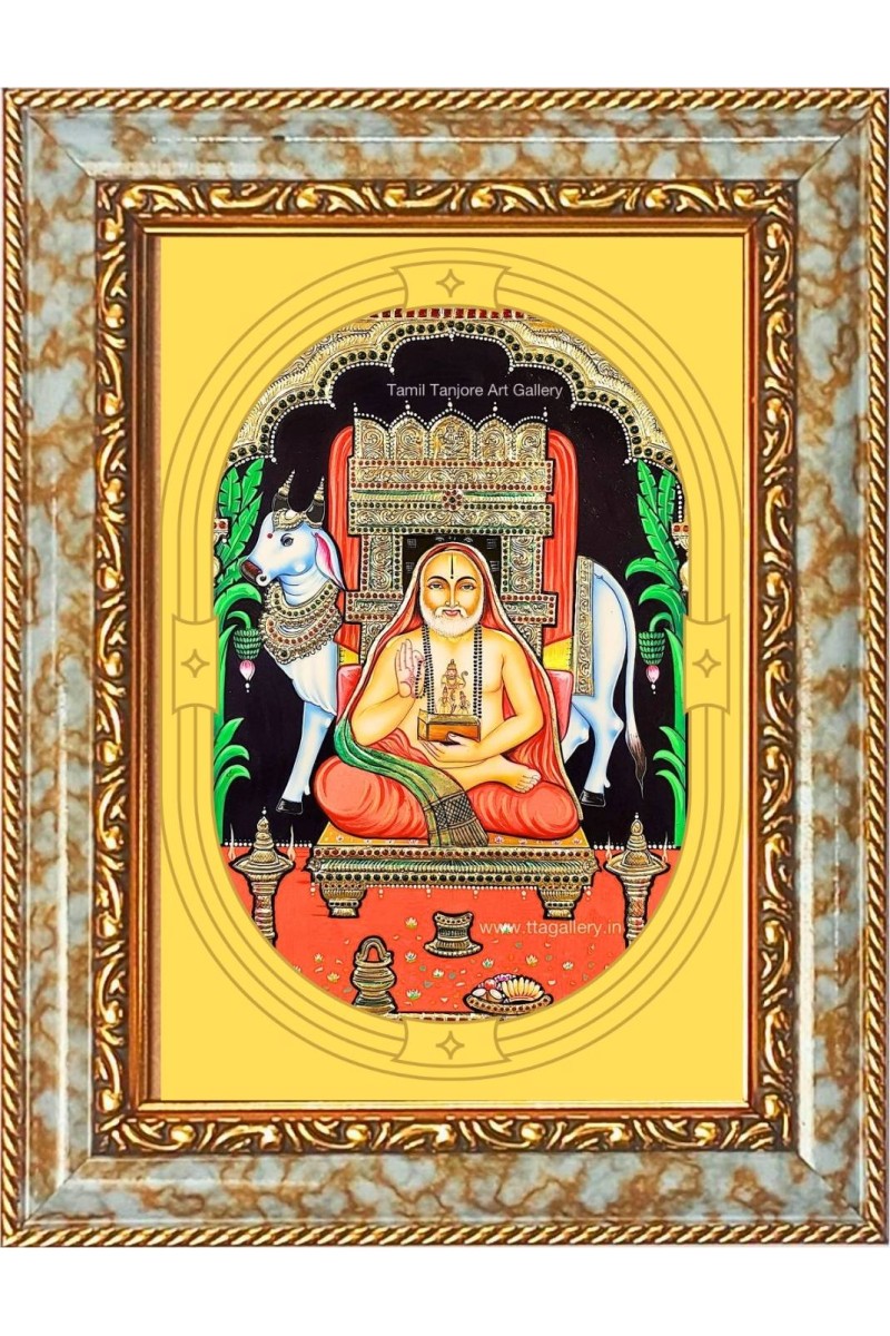  Sri Raghavendra Swami Photo Frame | 5X7 Inch Black Designer Wall & Table Frame | Perfect for Gifting & Home Decor