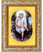  Shirdi Sai Baba Photo Frame | 5X7 Inch Black Designer Wall & Table Frame | Perfect for Gifting & Home Decor