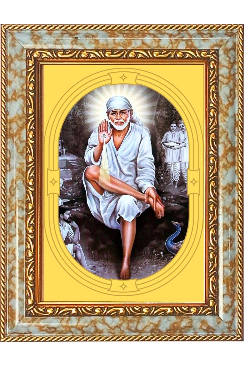  Shirdi Sai Baba Photo Frame | 5X7 Inch Black Designer Wall & Table Frame | Perfect for Gifting & Home Decor