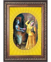  Divine Krishna & Radha Photo Frame | 5X7 Inch Black Designer Wall & Table Frame | Perfect for Gifting & Home Decor