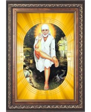  Shirdi Sai Baba Photo Frame | 5X7 Inch Black Designer Wall & Table Frame | Perfect for Gifting & Home Decor