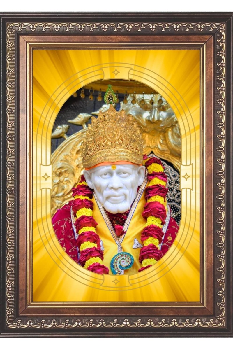  Shirdi Sai Baba Photo Frame | 5X7 Inch Black Designer Wall & Table Frame | Perfect for Gifting & Home Decor