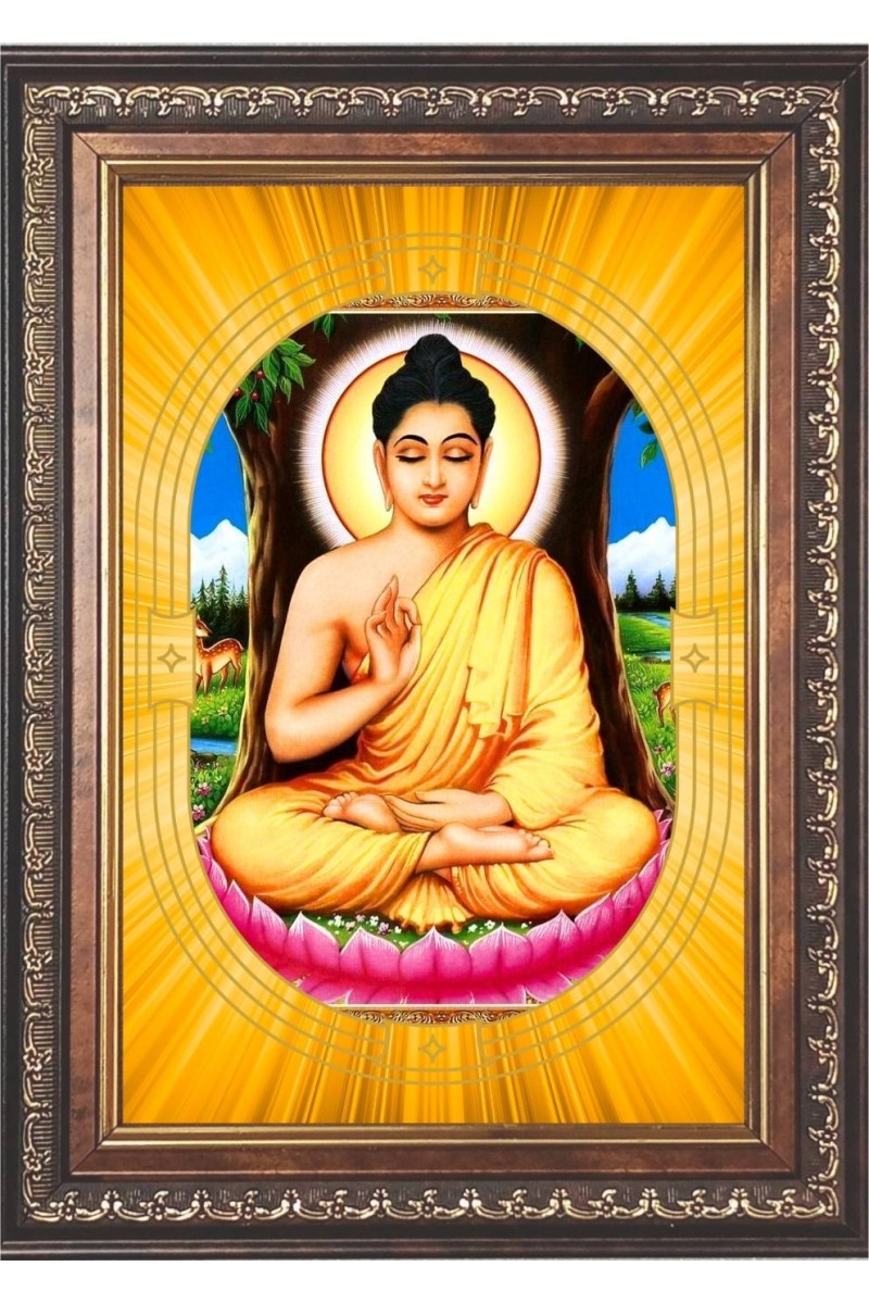  Gautama Buddha Photo Frame | 5X7 Inch Black Designer Wall & Table Frame | Perfect for Gifting & Home Decor