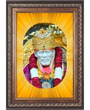  Shirdi Sai Baba Photo Frame | 5X7 Inch Black Designer Wall & Table Frame | Perfect for Gifting & Home Decor