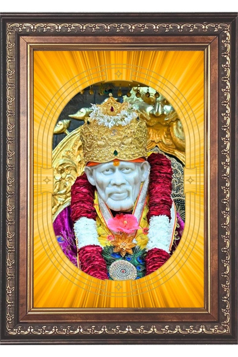  Shirdi Sai Baba Photo Frame | 5X7 Inch Black Designer Wall & Table Frame | Perfect for Gifting & Home Decor