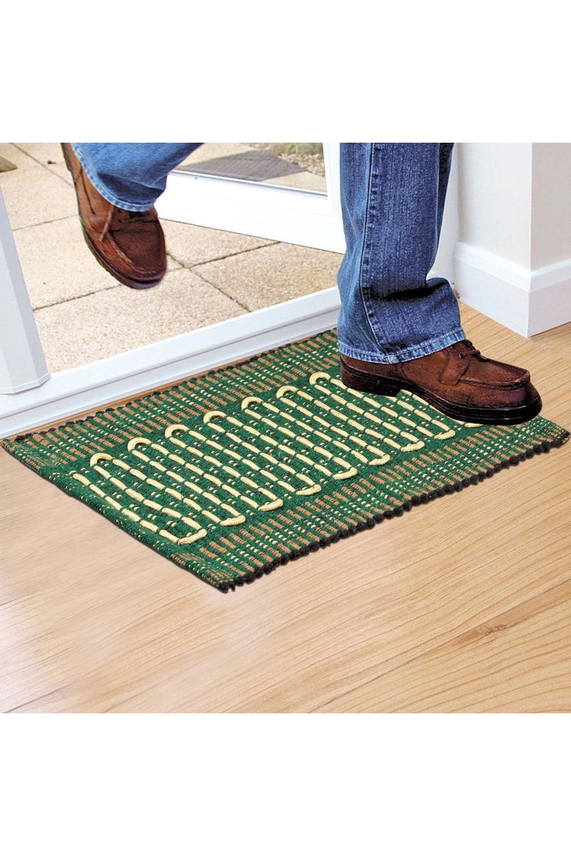 Home Beautiful                         Green Polyester Cotton Door Mat