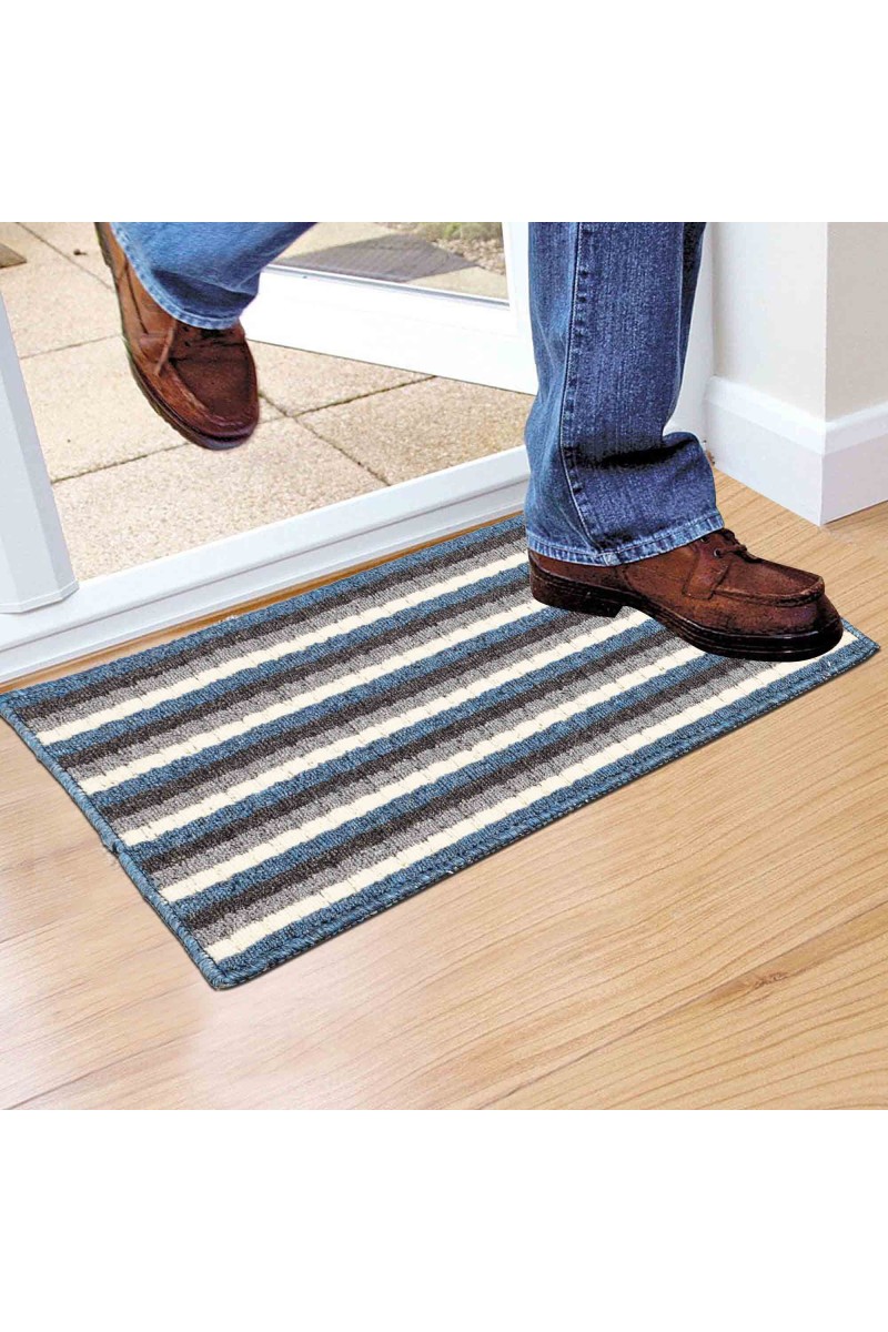 Home Beautiful                         Anti-Skid Blue Polyester Door Mat
