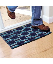 Home Beautiful                         Blue Polyester Cotton Door Mat