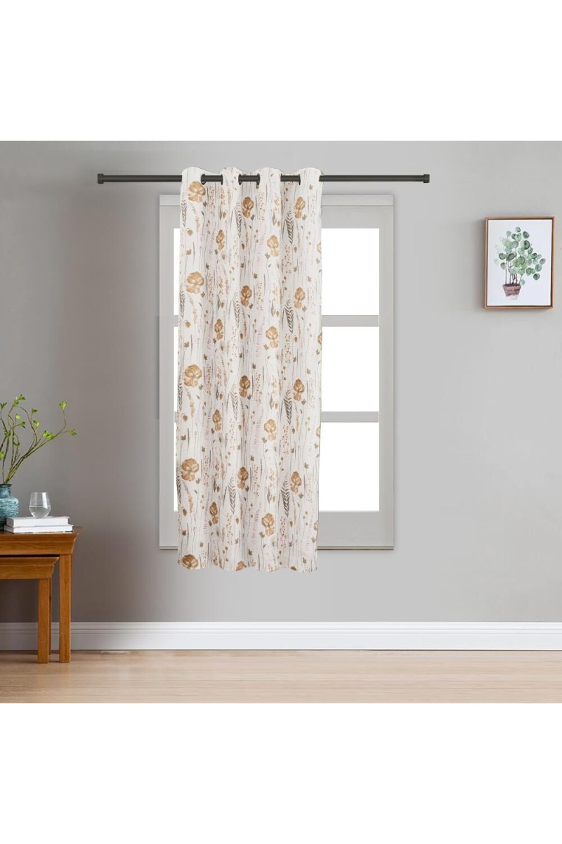 Home Beautiful                         5ft. Beige Printed Eyelet Curtains