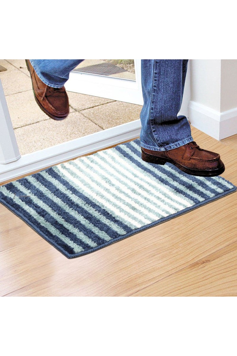 Home Beautiful                         Anti-Skid Blue Polyester Door Mat