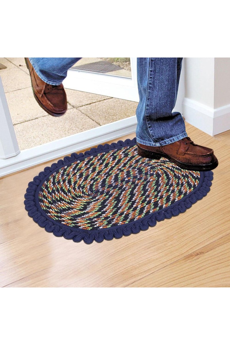 Home Beautiful                         Blue Polyester Cotton Door Mat