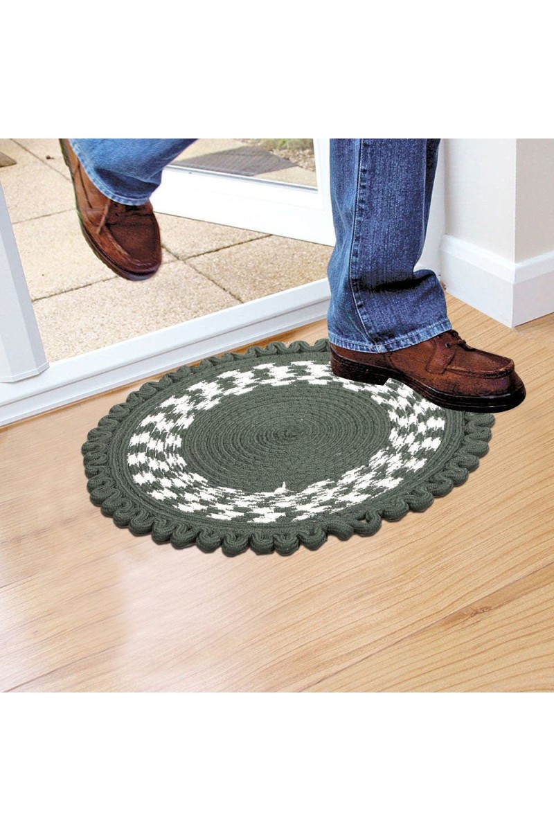 Home Beautiful                         Green Polyester Cotton Door Mat