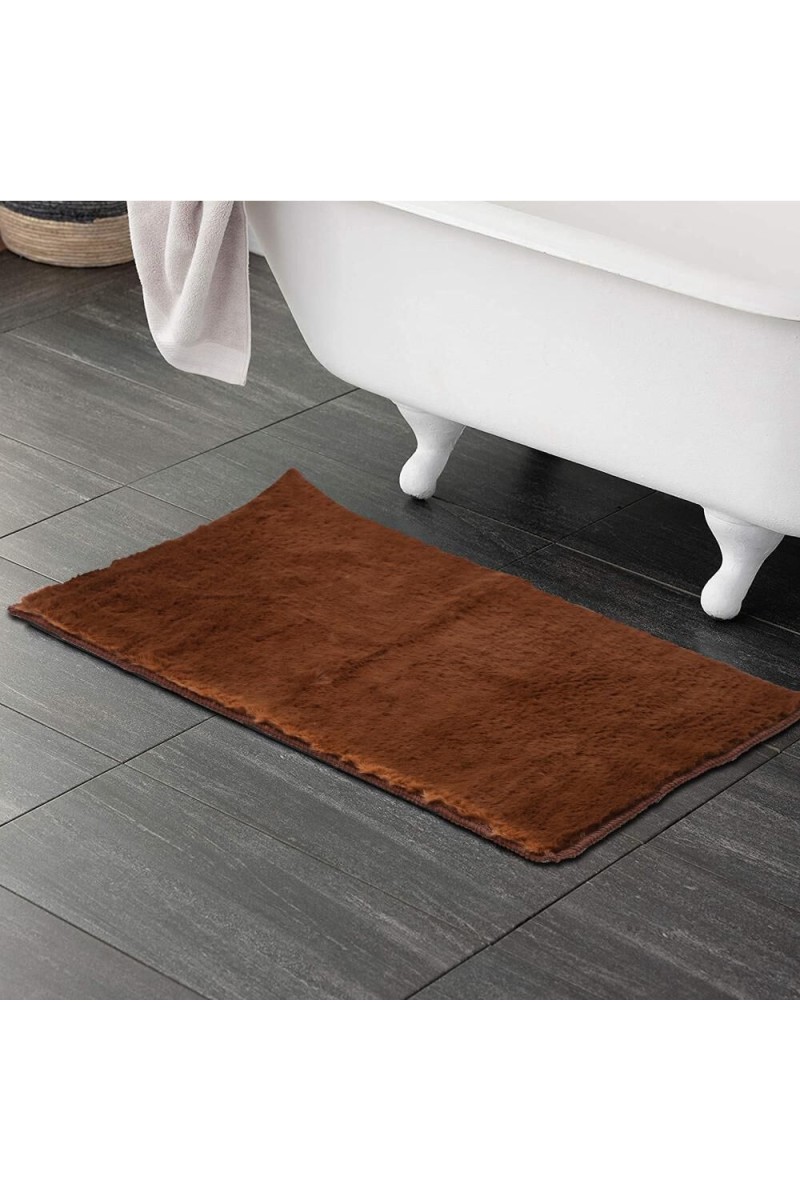 Home Beautiful                         Anti-Skid Brown Polyester Bath Mat