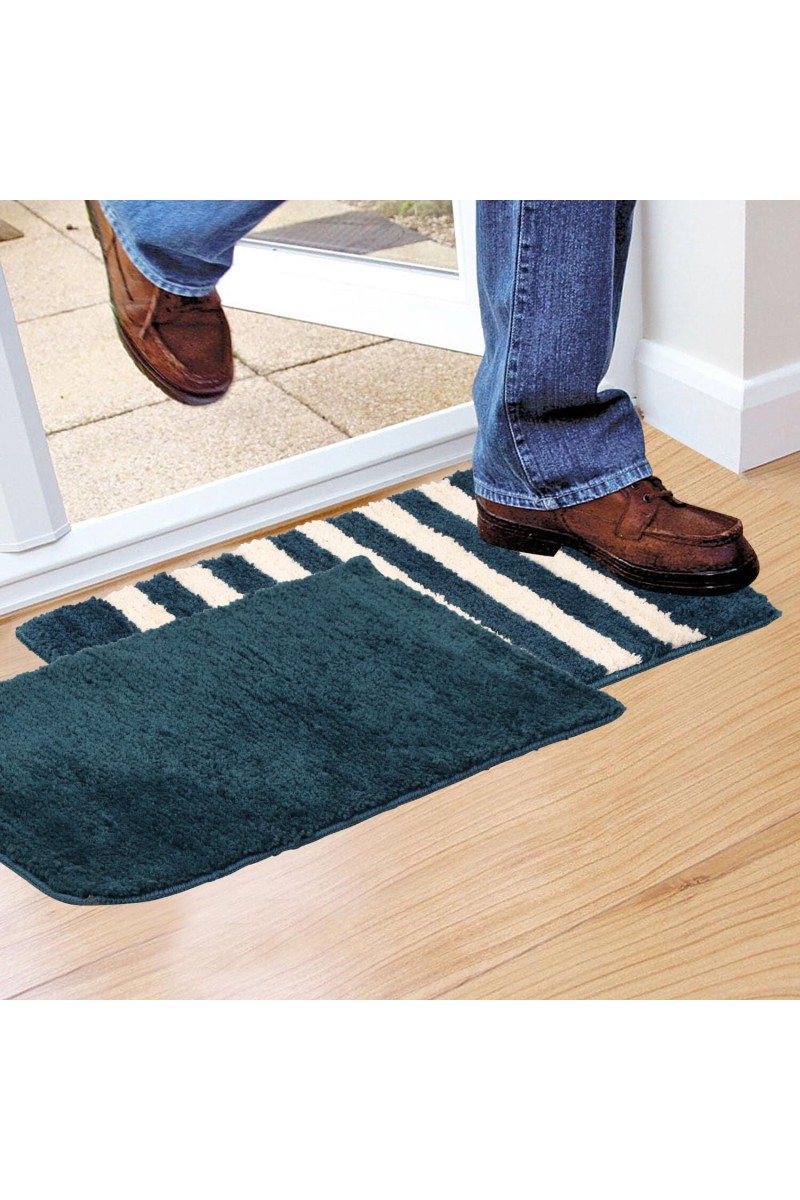 Home Beautiful                         Anti-Skid Blue Polyester Door Mat