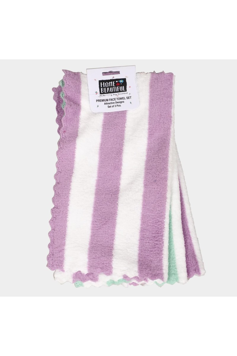 Home Beautiful                         240 GSM Purple | Green Microfiber Face Towel
