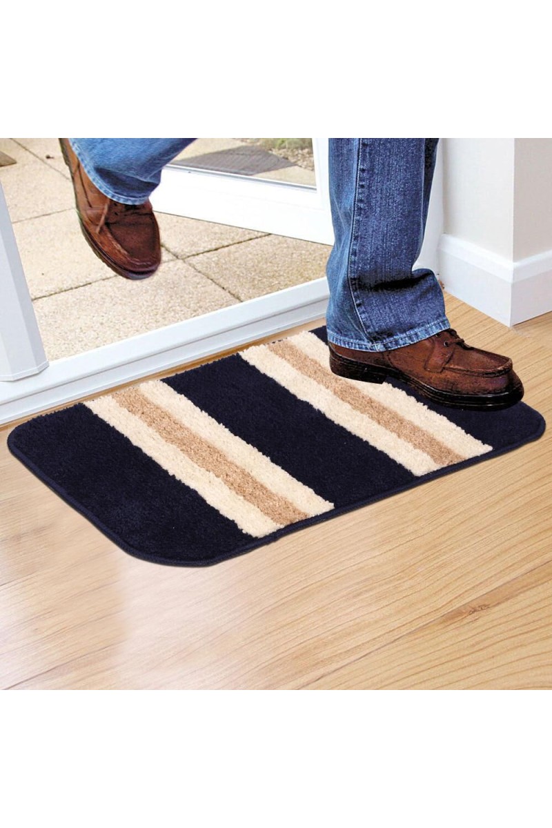 Home Beautiful                         Anti-Skid Blue Polyester Door Mat