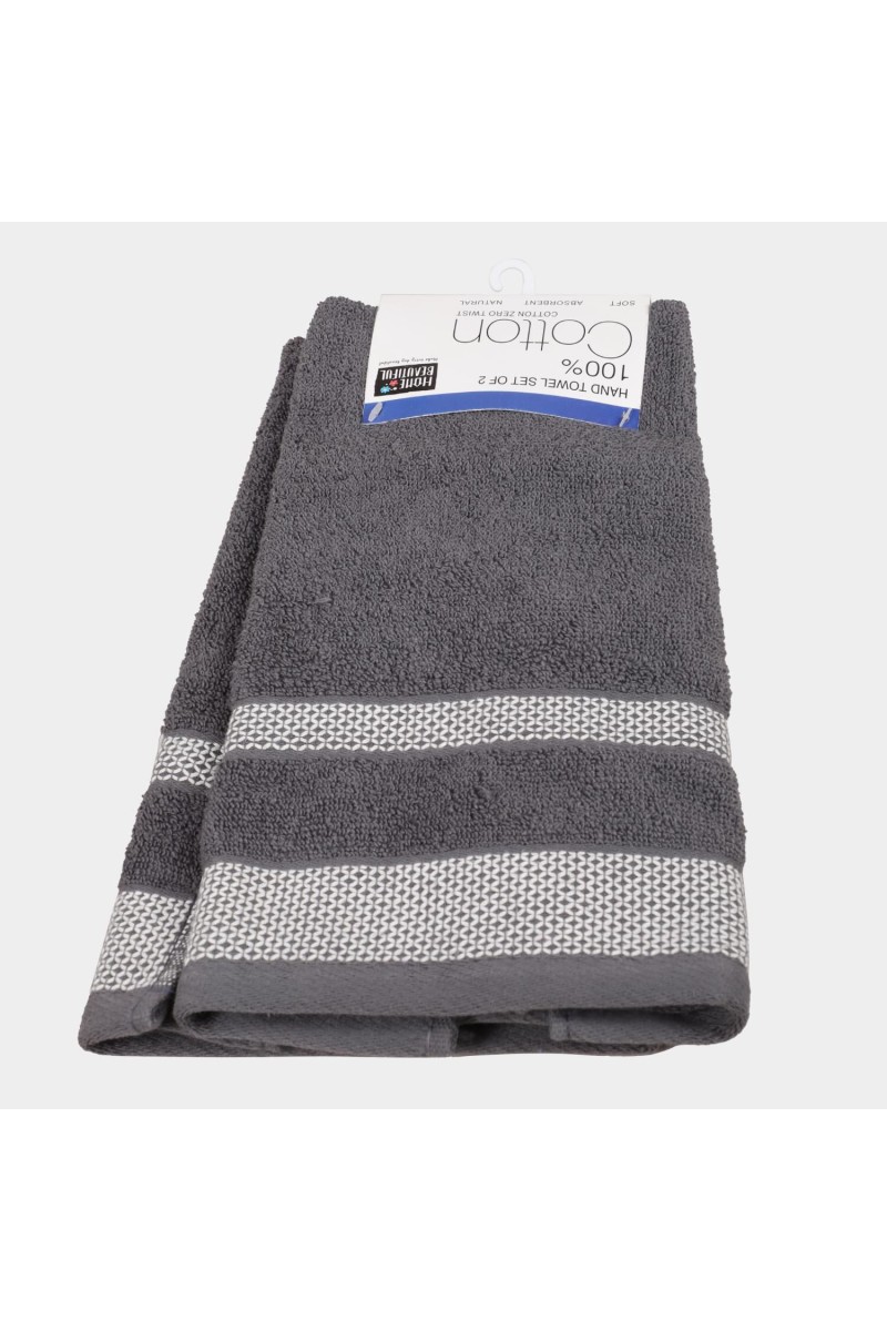 Home Beautiful                         360 GSM Grey Cotton Hand Towel