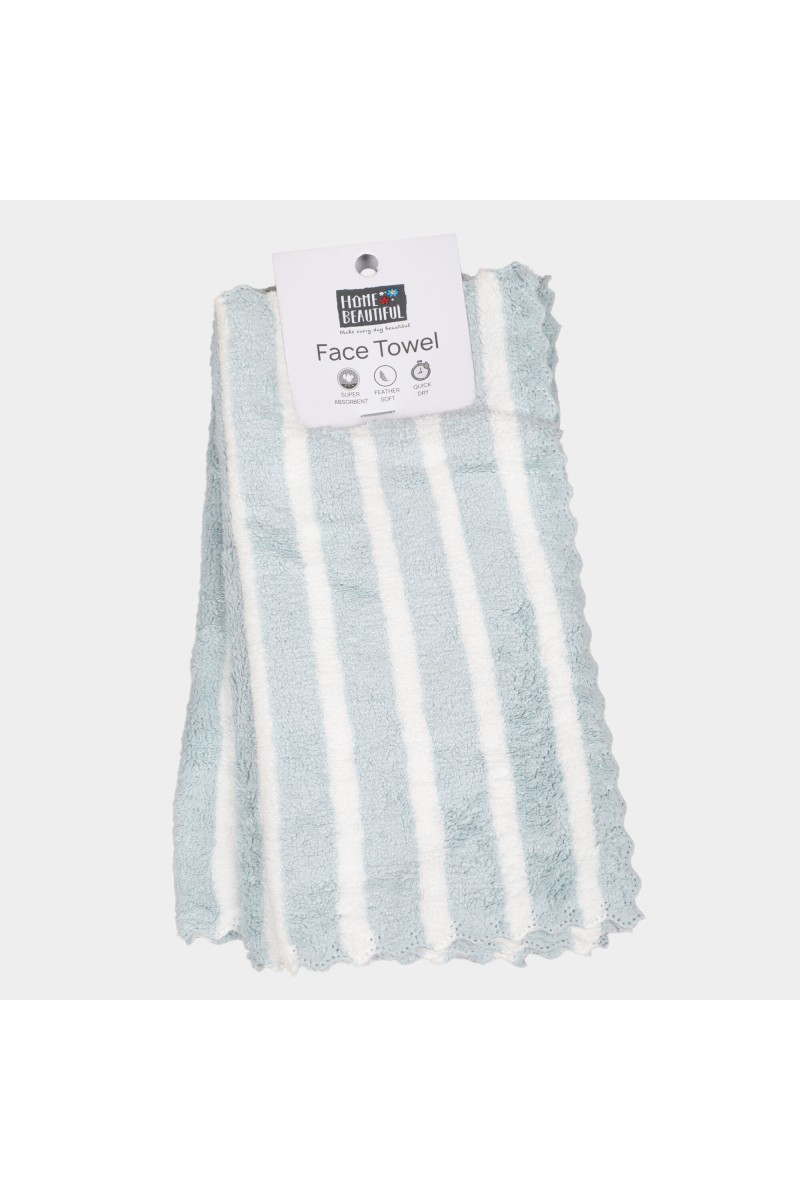 Home Beautiful                         220 GSM Blue Microfiber Face Towel