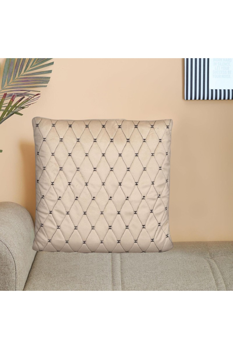 Home Beautiful                         Beige Velvet Cushion Cover