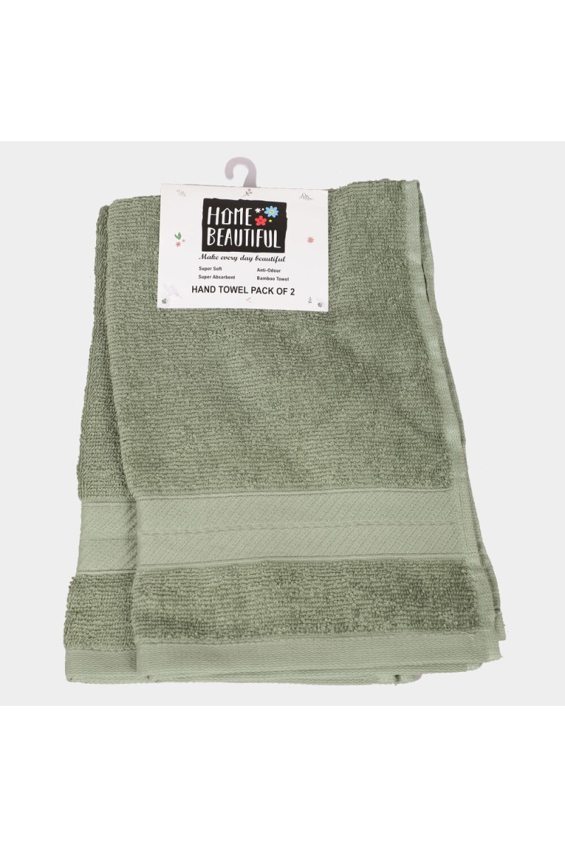 Home Beautiful                         380 GSM Green Cotton Hand Towel