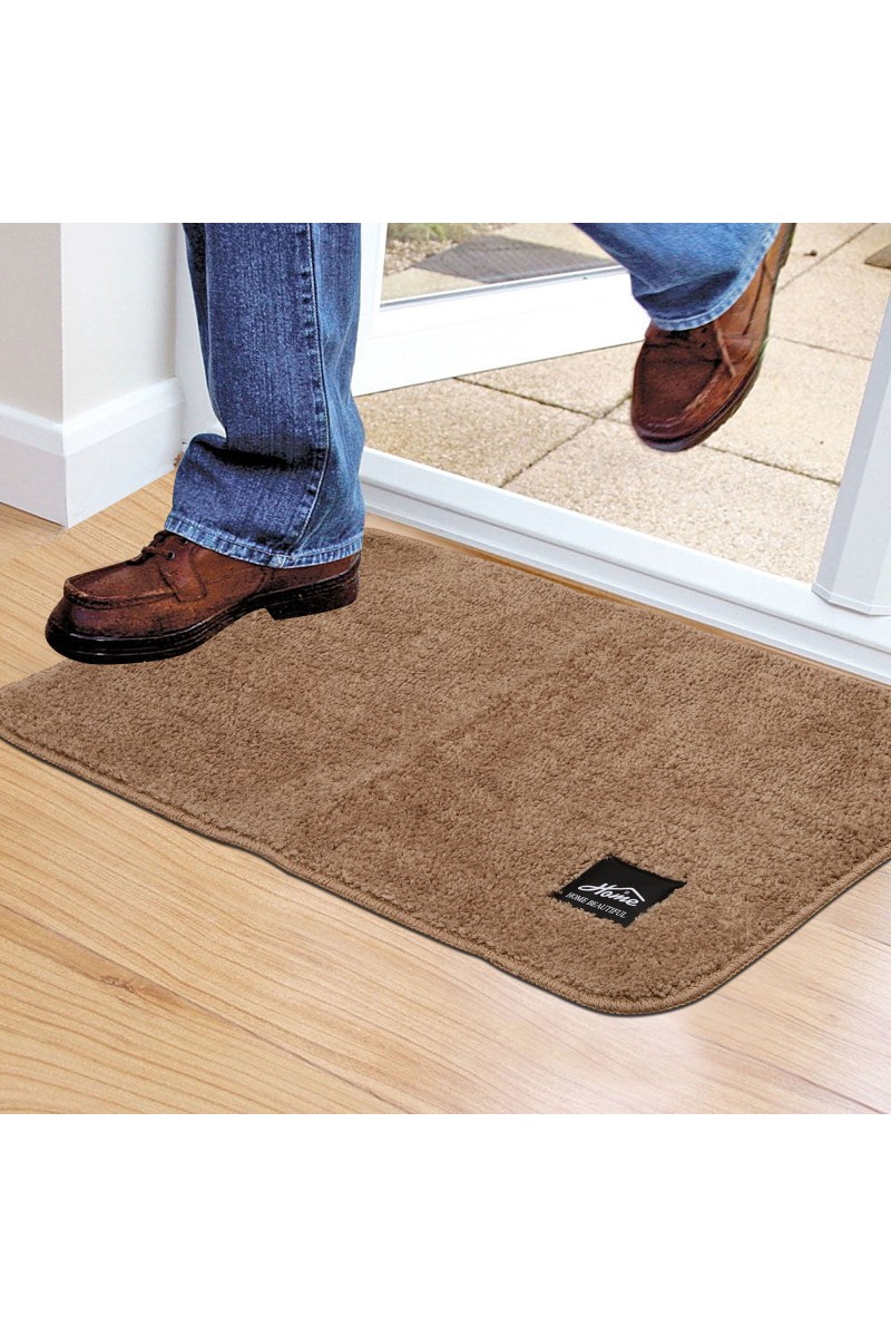 Home Beautiful                         Anti-Skid Beige Microfiber Door Mat