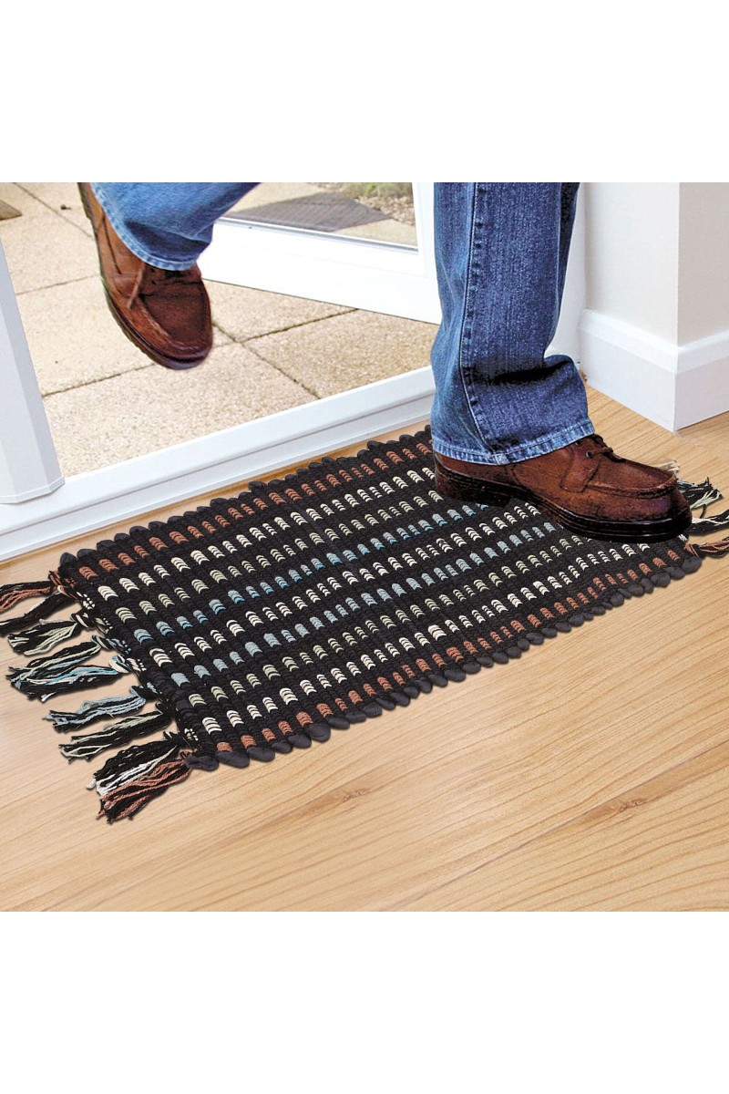 Home Beautiful                         Black Polyester Cotton Door Mat