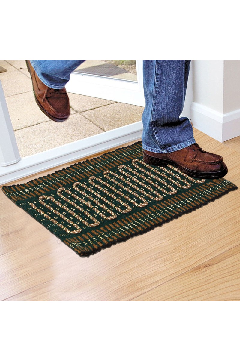 Home Beautiful                         Green Polyester Cotton Door Mat