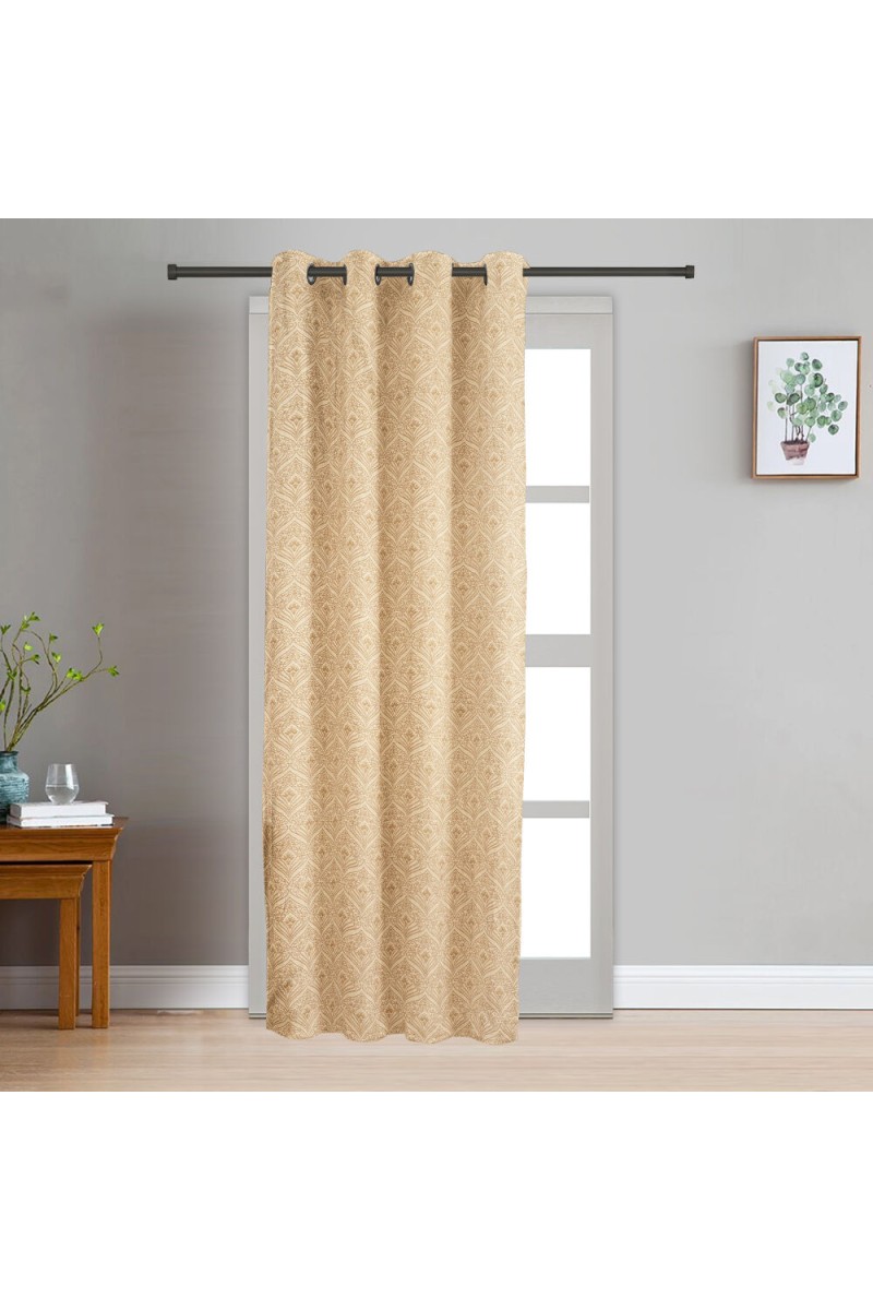 Home Beautiful                         7ft. Light Beige Printed Eyelet Curtains