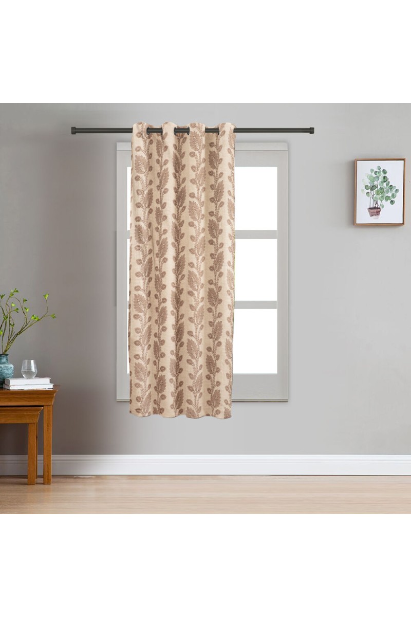 Home Beautiful                         5ft. Soft Beige Printed Eyelet Curtains