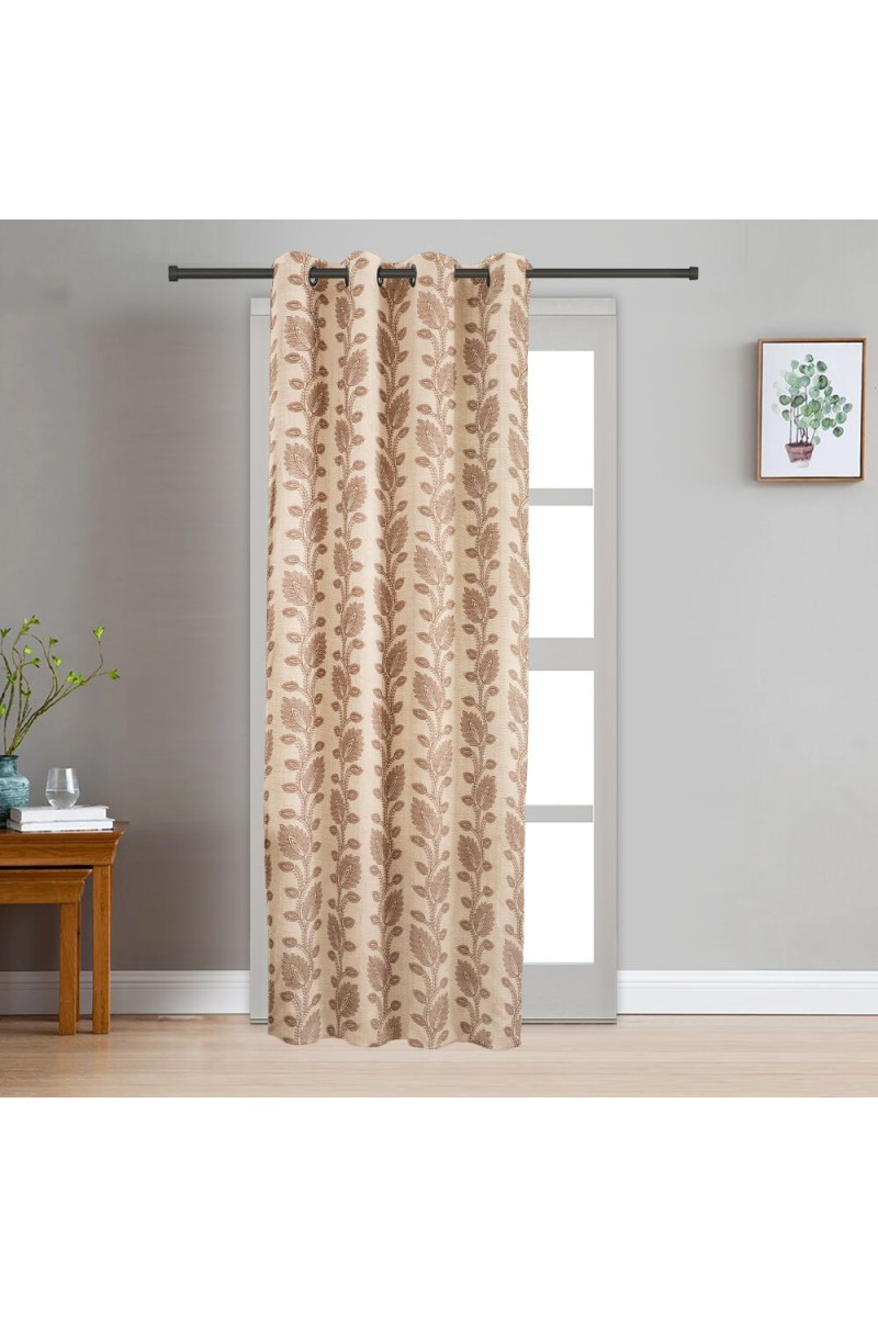 Home Beautiful                         7ft. Soft Beige Printed Eyelet Curtains