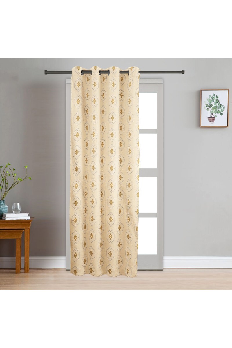 Home Beautiful                         7ft. Beige Printed Eyelet Window Curtains