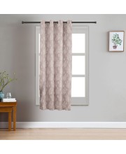 Home Beautiful                         5ft. Beige Printed Eyelet Window Curtains