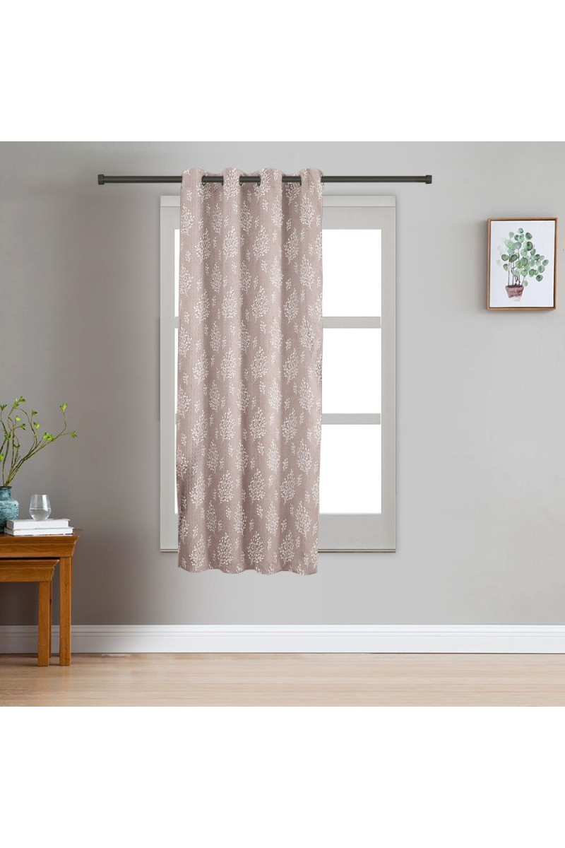 Home Beautiful                         5ft. Beige Printed Eyelet Window Curtains