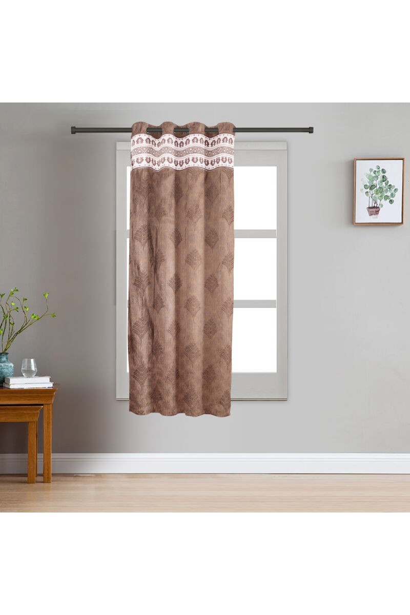 Home Beautiful                         5ft. Rich Chocolate Brown Embossed Eyelet Window Curtains