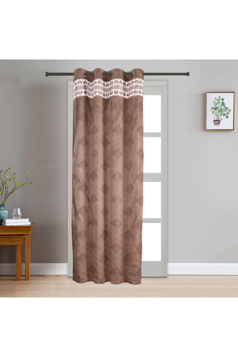 Home Beautiful                         7ft. Rich Chocolate Brown Embossed Eyelet Window Curtains