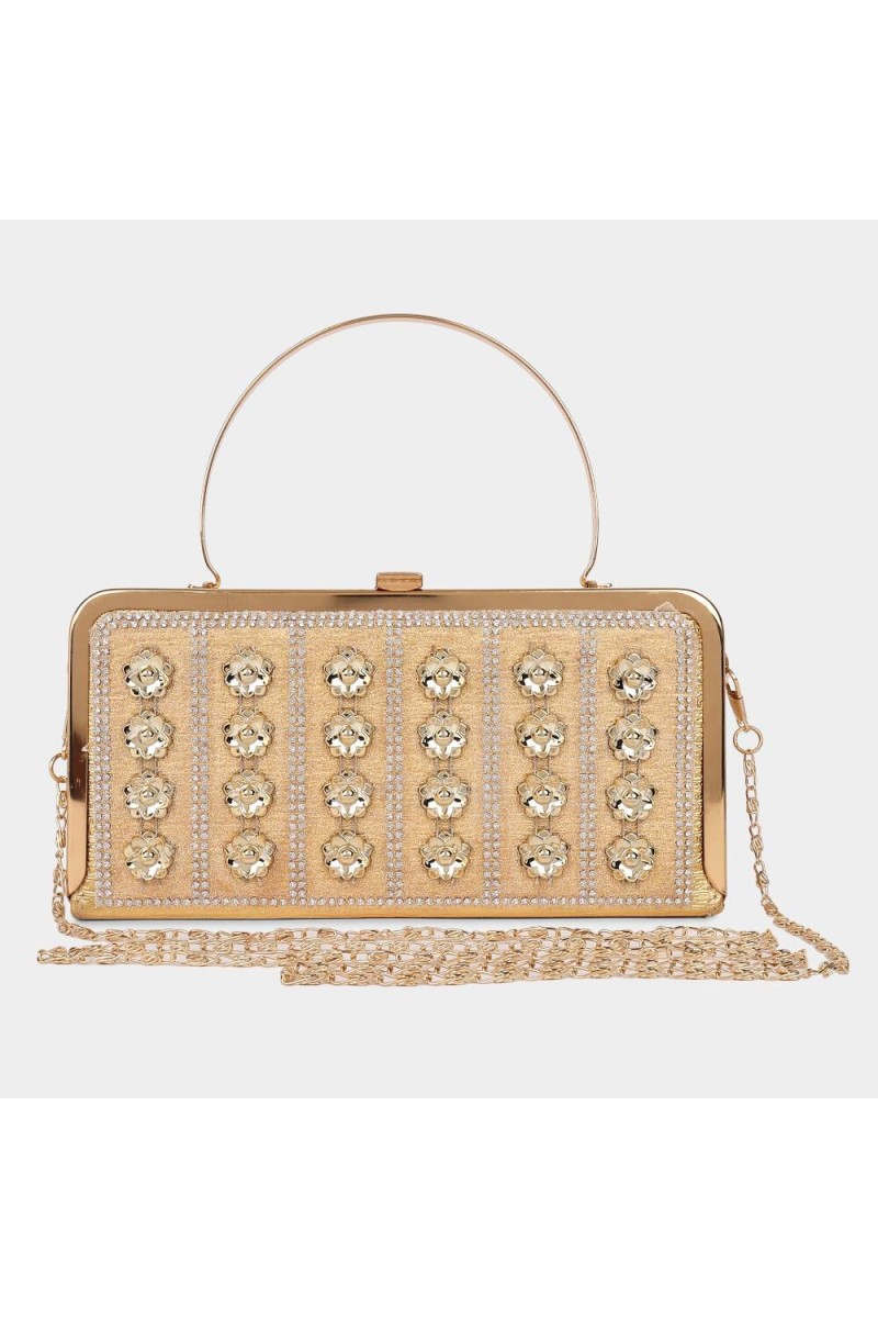 Lucky Charm                         Women's Golden Polyurethane Clutch Bag