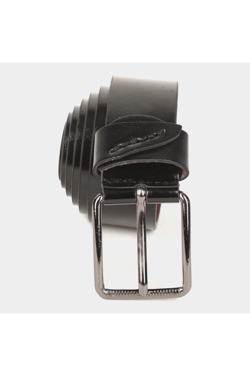 Black Tie                         Men's Black Polyurethane Casual Belt
