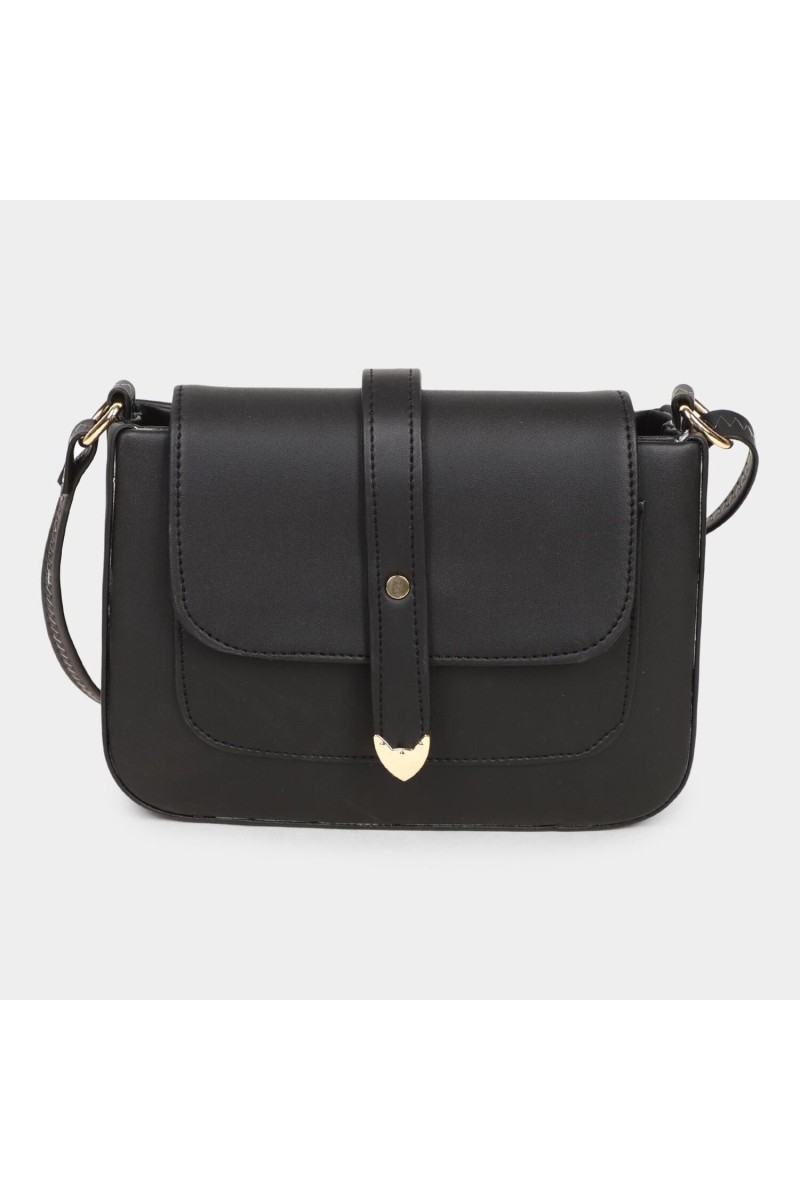 Lucky Charm                         Women's Black Polyurethane Sling Bag